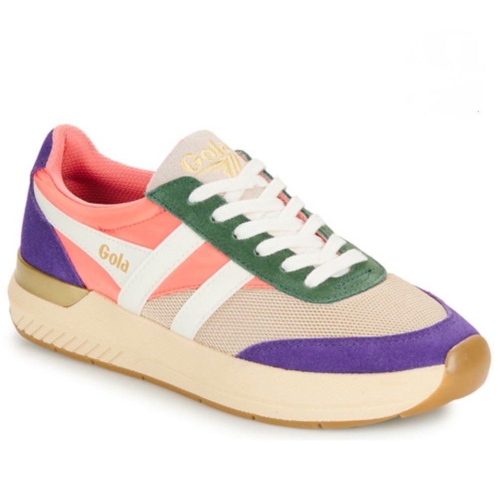 Gola Raven CLB516 Retro Sneakers Suede Wheat Coral Pink Royal Purple US 9 Box - Picture 5 of 15